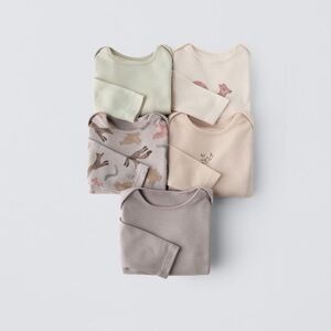 ZARA Five-Pack of Animals Print Bodysuits